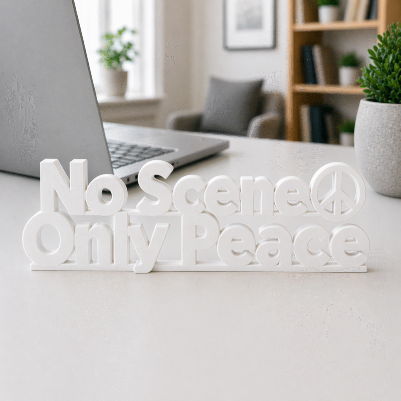 No Scene Only Peace 3D Printed Desk Sign - Image 8