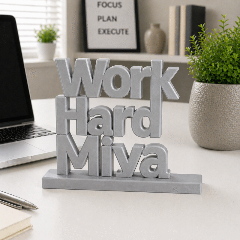 Work Harder Miya 3D Printed Name Stand - Image 5