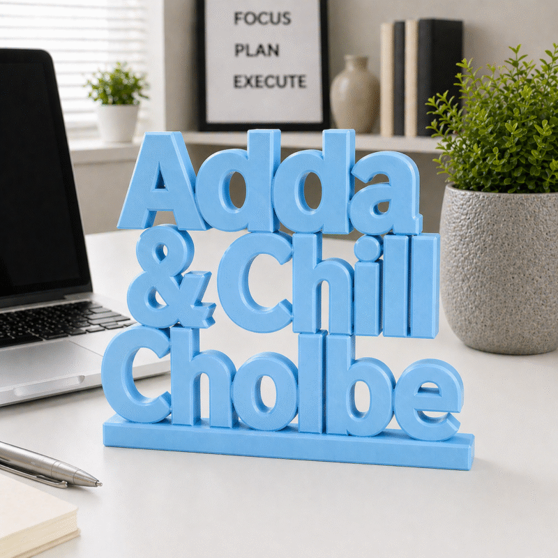 Adda & Chill Cholbe 3D Printed Name Stand - Image 7