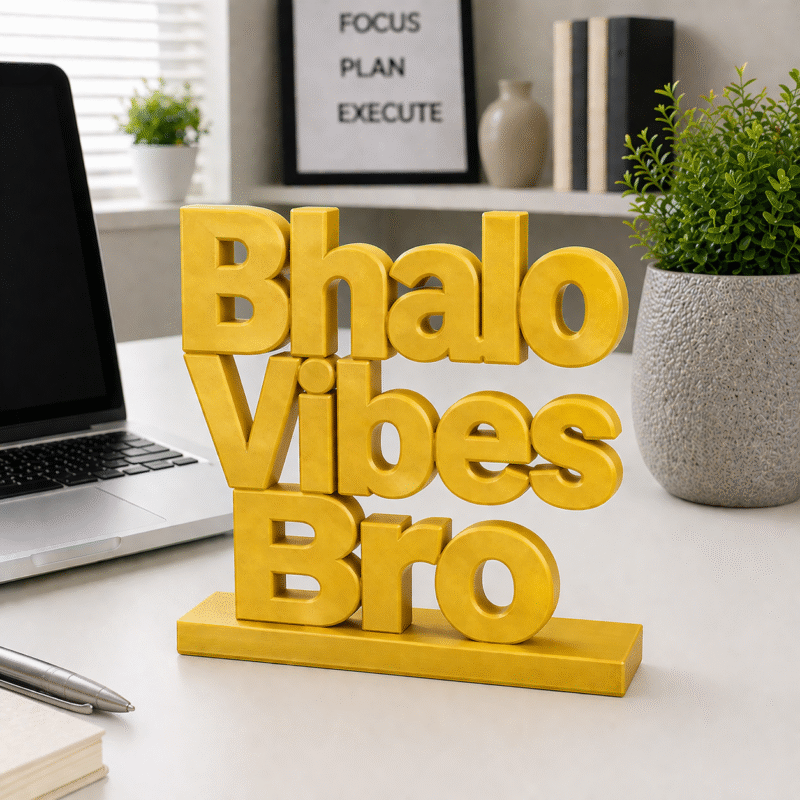 Bhalo Vibes Bro | Custom 3D Printed Office Desk Sign - Image 3