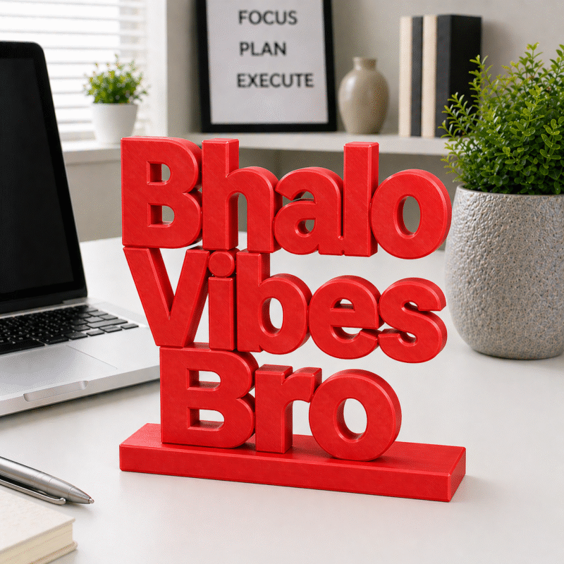 Bhalo Vibes Bro | Custom 3D Printed Office Desk Sign - Image 5