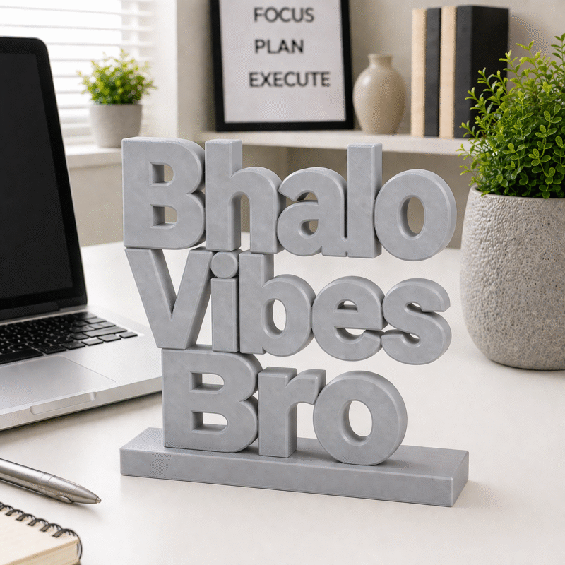 Bhalo Vibes Bro | Custom 3D Printed Office Desk Sign - Image 6