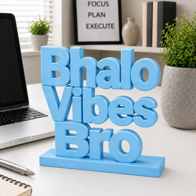 Bhalo Vibes Bro | Custom 3D Printed Office Desk Sign - Image 7