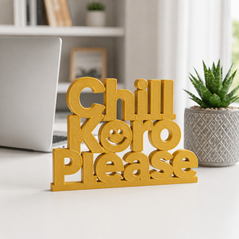 Chill Koro Please 3D Printed Desk Sign - Image 3
