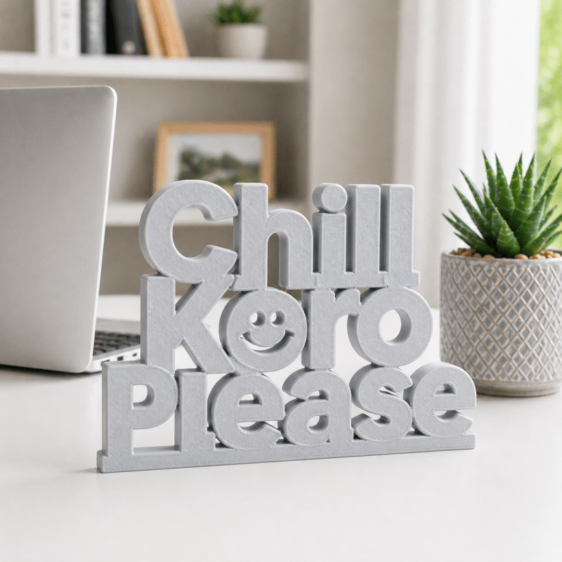 Chill Koro Please 3D Printed Desk Sign - Image 5