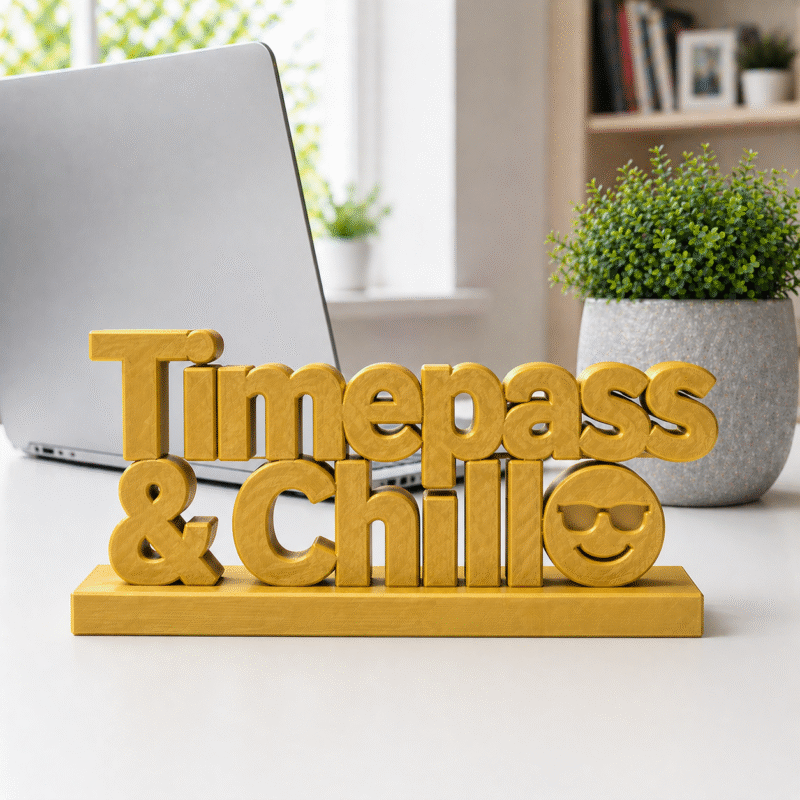 Timepass & Chill 3D Printed Desk Sign - Image 3