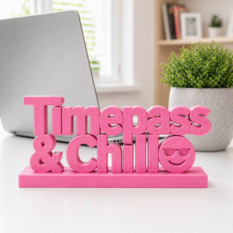 Timepass & Chill 3D Printed Desk Sign - Image 4