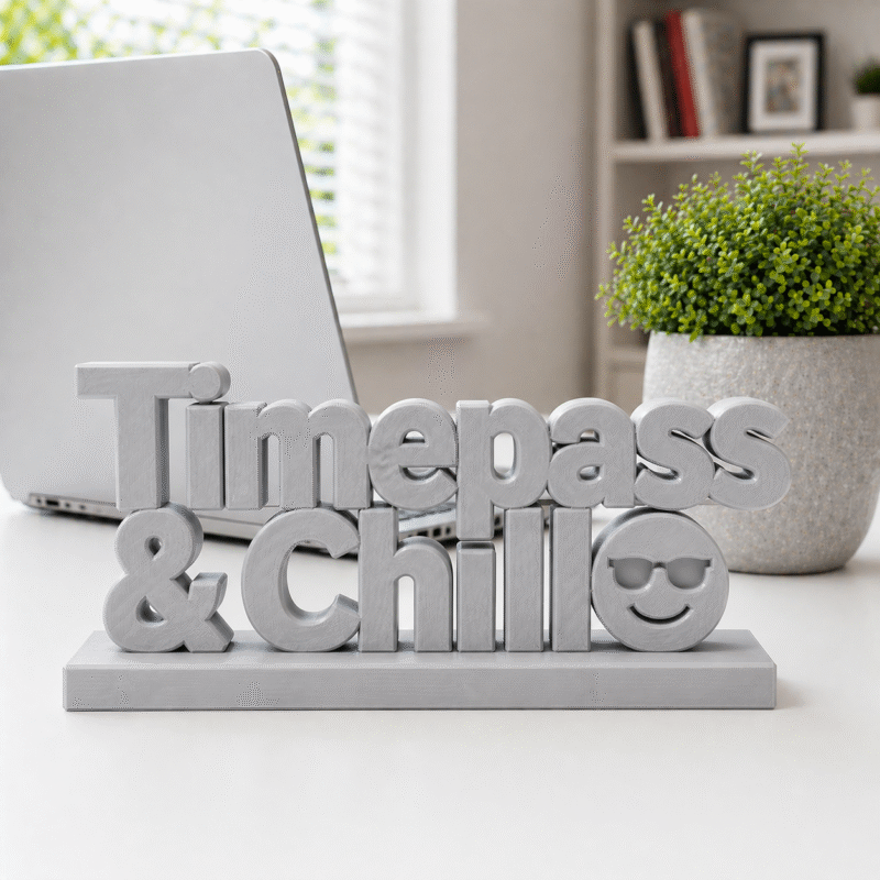 Timepass & Chill 3D Printed Desk Sign - Image 6