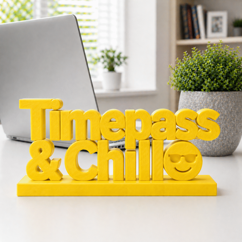 Timepass & Chill 3D Printed Desk Sign - Image 8
