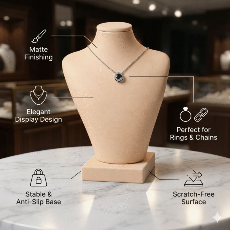 Premium Necklace Jewellery Stand | 3D Printed Display Bust | Lightweight Durable Plastic Holder for Necklaces | Modern Dressing Table Organizer | Space Saving Jewelry Display for Home & Shops(Skin Color) - Image 4