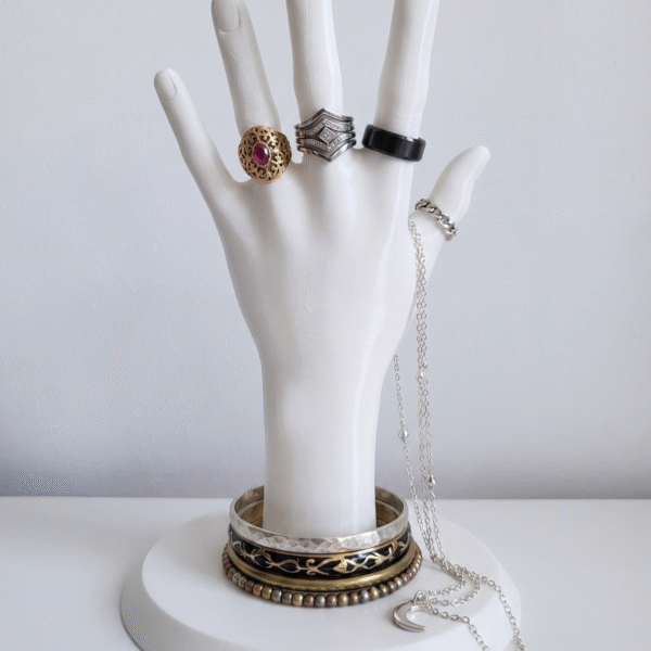 White Mannequin Hand Display Stand for Jewelry, Female Hand Ring Holder, Bracelet Necklace Display, 3D Printed Jewelry Organizer Hand for Shop Counter Dressing Table(White Color)