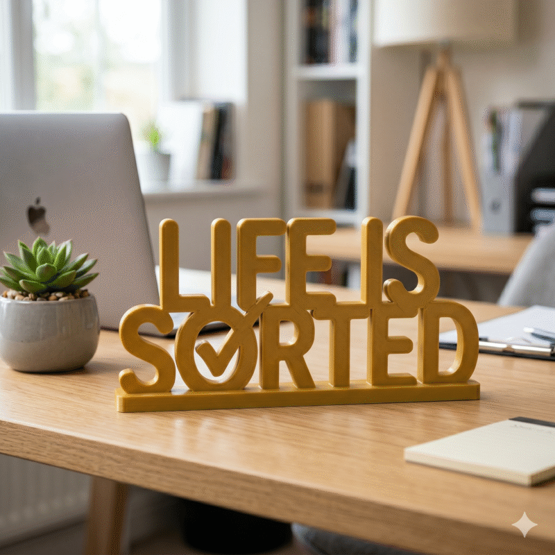Life Is Sorted 3D Printed Desk Sign - Image 2