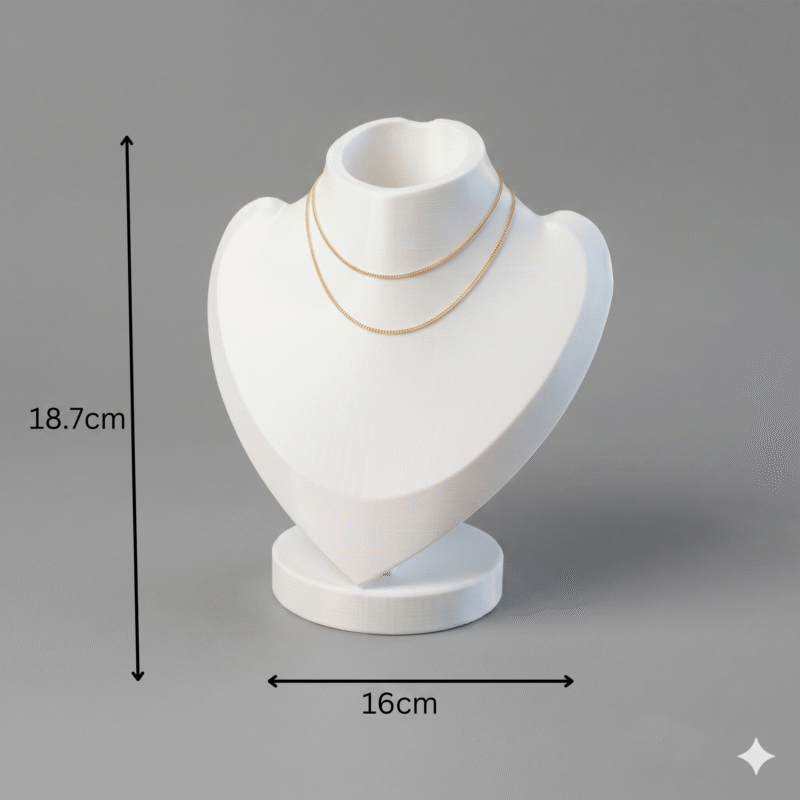 3D Printed Necklace Display Stand - Matte Finish Jewelry Mannequin Bust for Necklaces, Chains, and Pendants - Minimalist Elegant Display Holder for Home & Retail(White Color) - Image 3