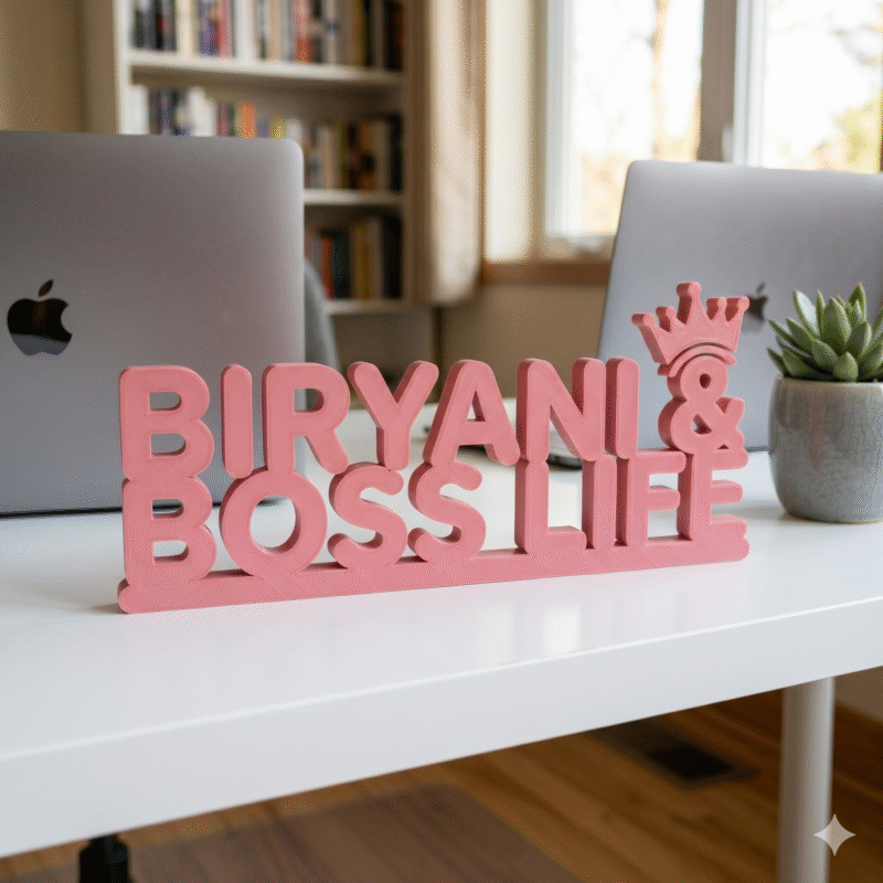 Biryani & Boss Life 3D Printed Desk Sign - Image 3
