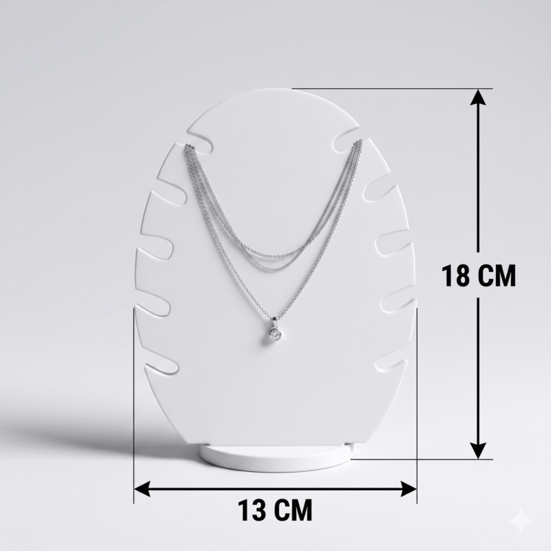 Premium Leaf Necklace Holder Stand for Women – Modern 3D Printed Jewelry Organizer for Dressing Table, Home Decor & Shop Exhibition – Lightweight, Durable & Space-Saving Design (Matte White) - Image 2