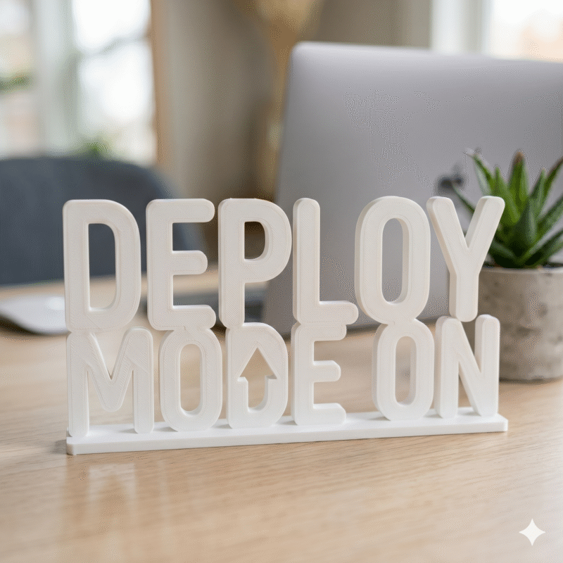 Deploy Mode On 3D Printed Desk Name Sign for Office, Startup, IT Workspace Decor - Image 2