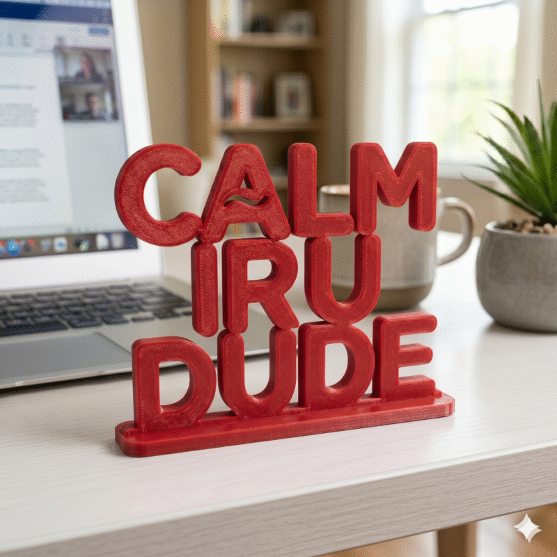 Calm Iru Dude 3D Printed Desk Sign - Image 4