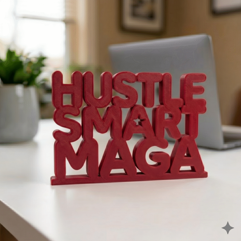 Hustle Smart Maga 3D Printed Desk Sign - Image 4