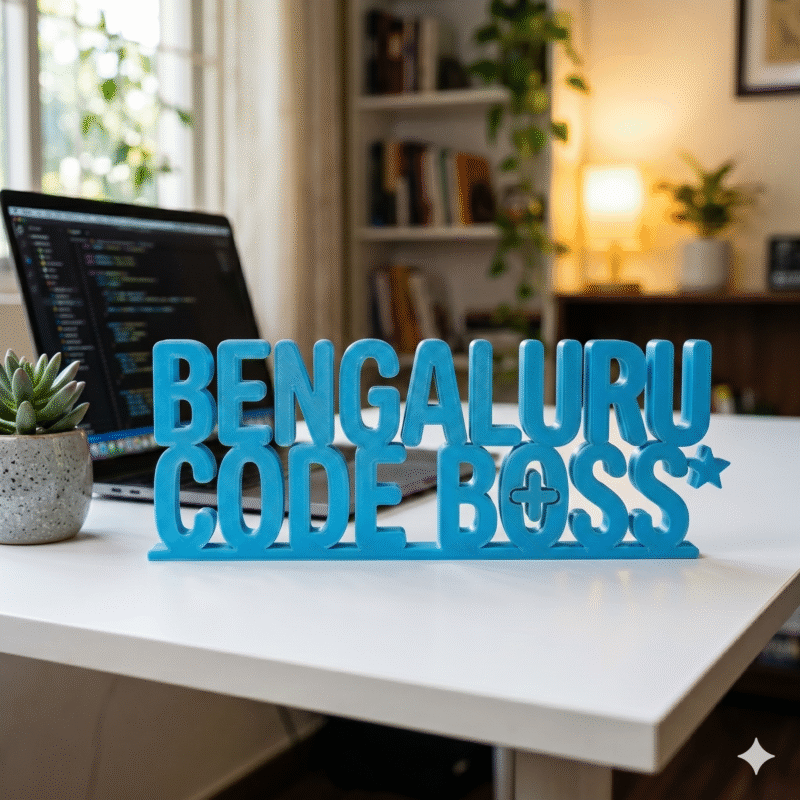 Bengaluru Code Boss 3D Printed Desk Sign for Office, Developer Desk Decor Gift - Image 3