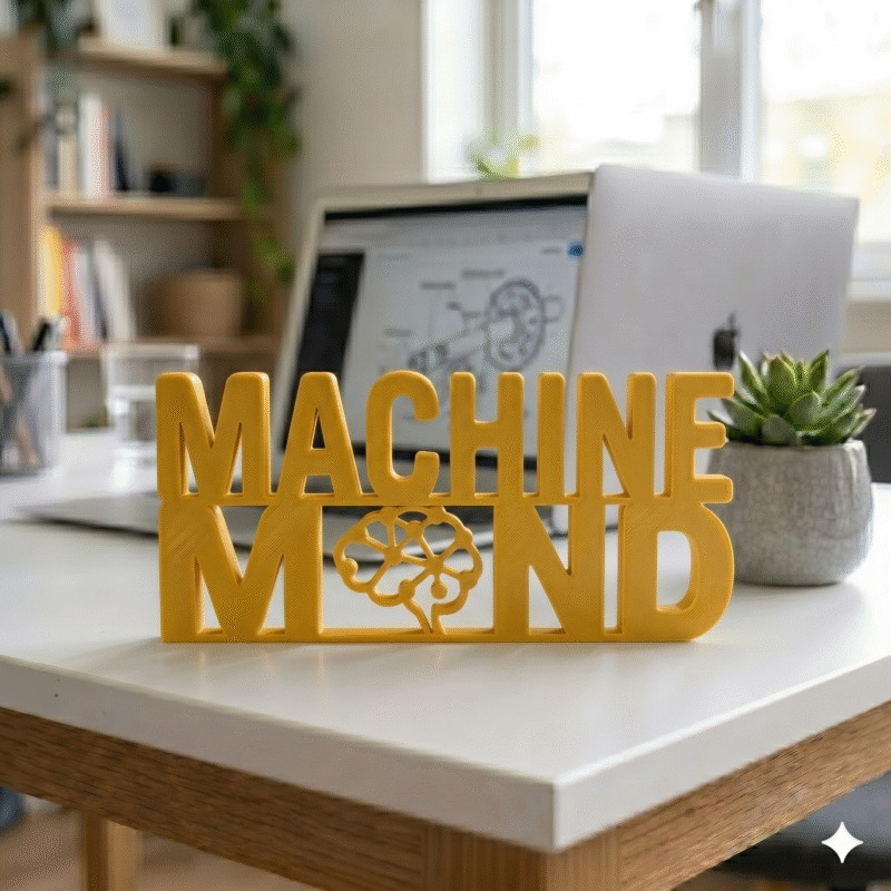 Machine Mind 3D Printed Desk Sign for Office, Workspace Decor & Tech Table Styling - Image 2