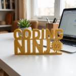 Coding Ninja 3D Printed Desk Sign for Developers, IT Office Decor, Programmer Gift