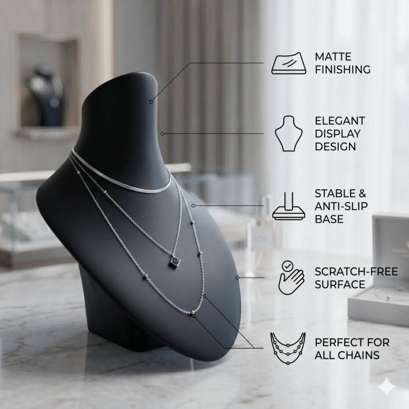 Necklace Display Bust Stand Matte Black | 3D Printed Jewelry Organizer for Chains & Pendants | Elegant Display Holder for Shop, Home & Dressing Table - Image 5
