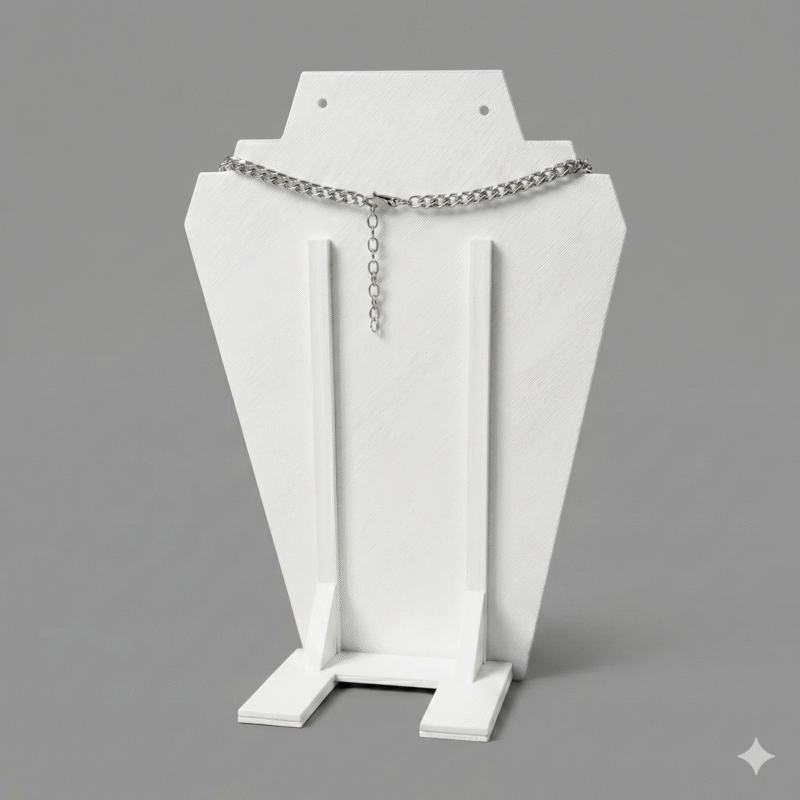 Premium White Necklace Jewellery Stand Angular Design | 3D Printed Display Bust Holder | Lightweight Durable Plastic Organizer | Space Saving Jewelry Display for Home, Shop & Exhibition(White Color) - Image 2