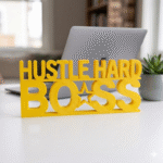 Hustle Hard Boss 3D Printed Desk Sign for Office, Employee Gift, Corporate Welcome Kit - Image 5