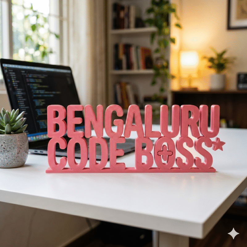 Bengaluru Code Boss 3D Printed Desk Sign for Office, Developer Desk Decor Gift - Image 2