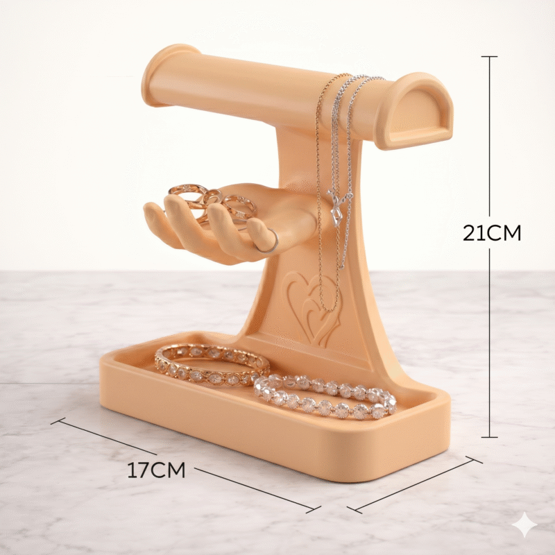 Jewellery Stand with Hand and Storage Box (Skin) | Mannequin Hand Finger Jewelry Display Holder for Necklace, Rings, Bracelet & Earrings | Display Stand for Shop, Photography & Home(Skin Color) - Image 3