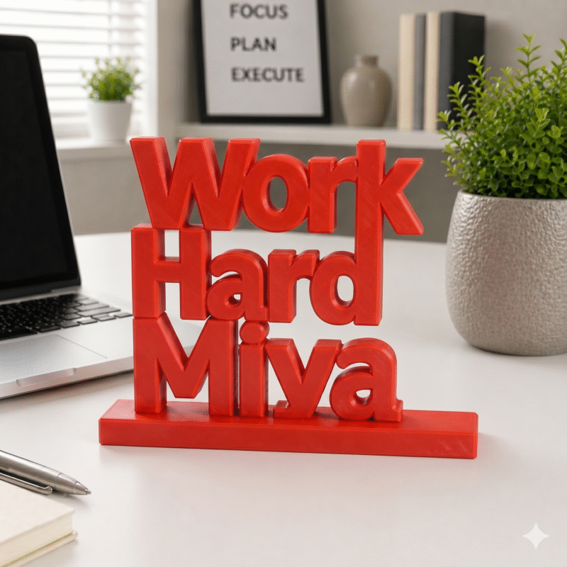Work Harder Miya 3D Printed Name Stand - Image 6