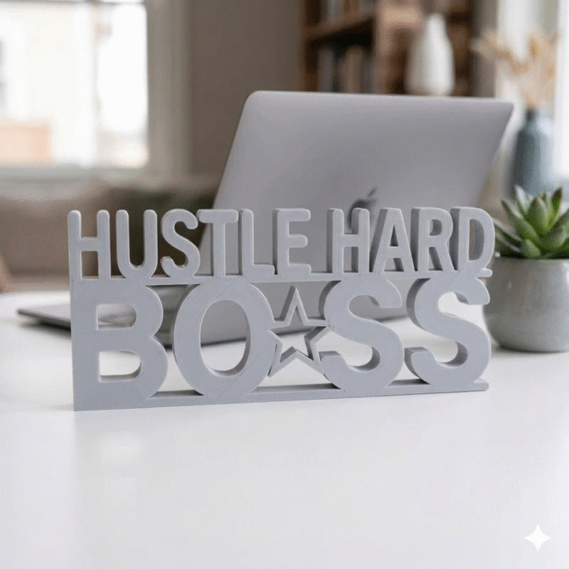 Hustle Hard Boss 3D Printed Desk Sign for Office, Employee Gift, Corporate Welcome Kit - Image 8