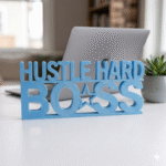 Hustle Hard Boss 3D Printed Desk Sign for Office, Employee Gift, Corporate Welcome Kit - Image 2