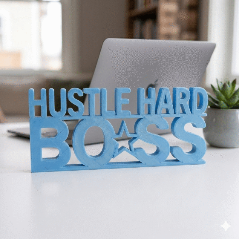 Hustle Hard Boss 3D Printed Desk Sign for Office, Employee Gift, Corporate Welcome Kit - Image 2