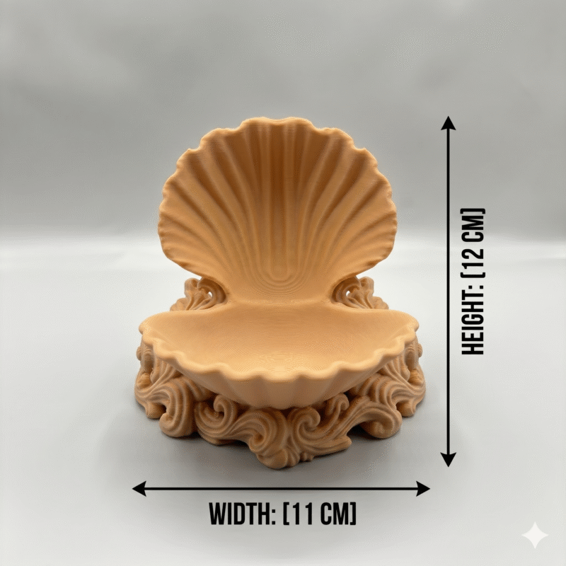 Premium Coastal Seashell Jewelry Dish with Ornate Base | 3D Printed Matte Finish Ring & Accessories Holder | Elegant Dressing Table Organizer for Home Decor, Exhibition Display & Gift(Skin Color) - Image 3