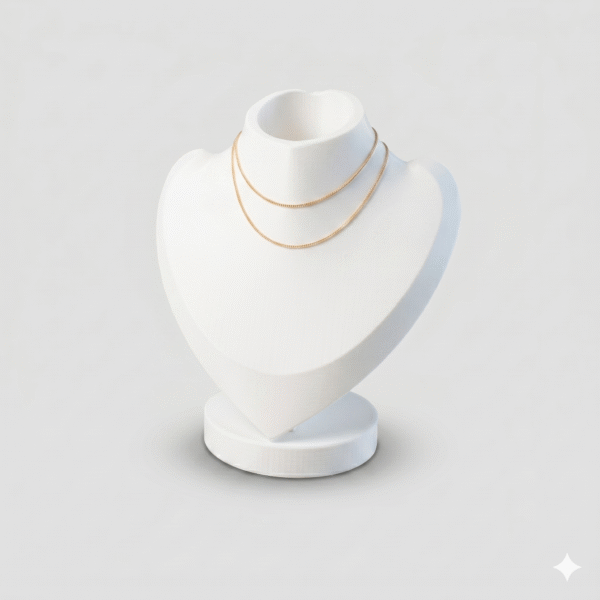 3D Printed Necklace Display Stand - Matte Finish Jewelry Mannequin Bust for Necklaces, Chains, and Pendants - Minimalist Elegant Display Holder for Home & Retail(White Color)