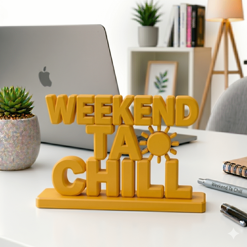 Weekend Ta Chill 3D Printed Desk Sign - Image 3