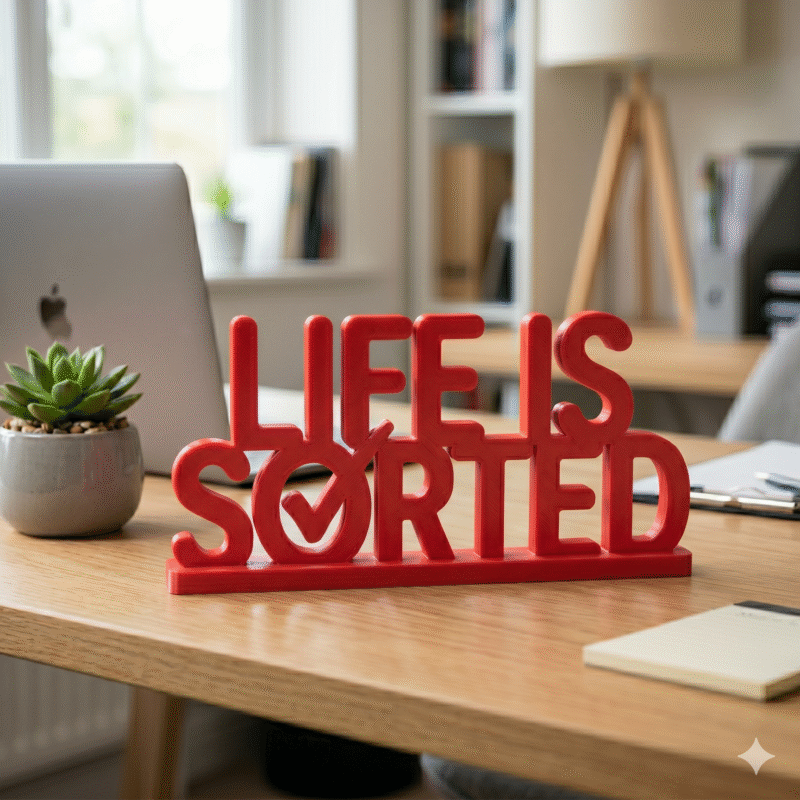 Life Is Sorted 3D Printed Desk Sign - Image 4