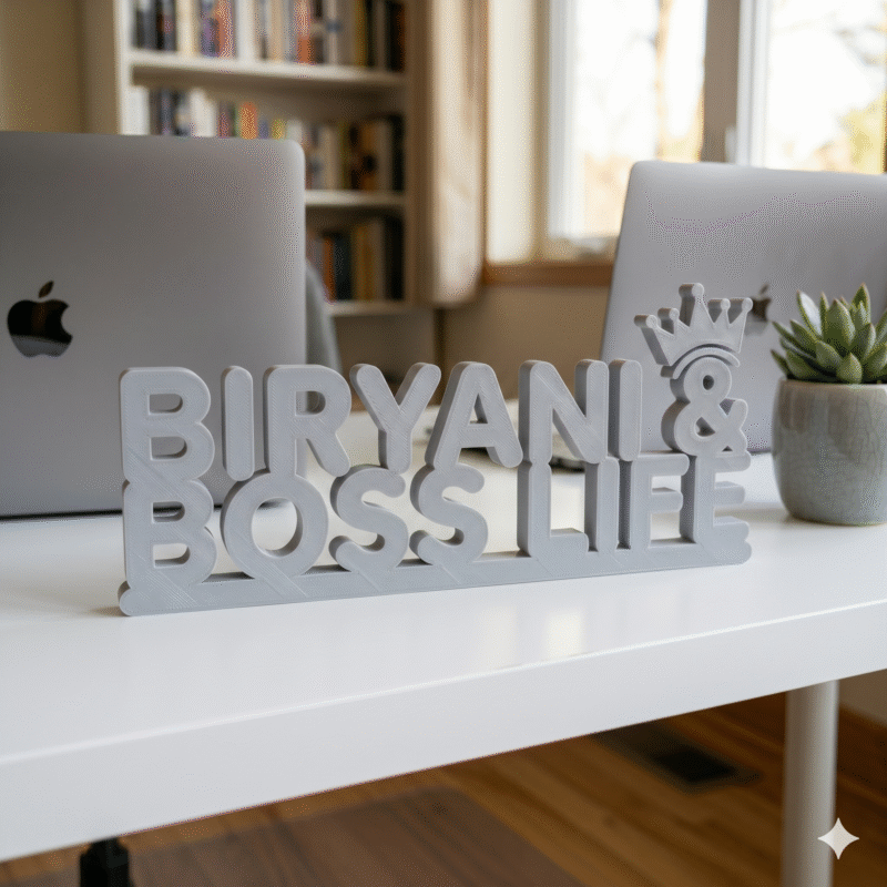 Biryani & Boss Life 3D Printed Desk Sign - Image 5