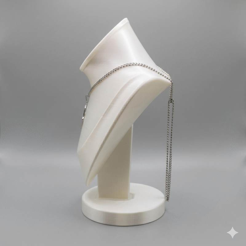 Premium White Necklace Jewellery Stand with Round Base | 3D Printed Display Bust Holder | Lightweight Durable Plastic Organizer | Space Saving Jewelry Display for Home, Shop & Exhibition(White Color) - Image 2