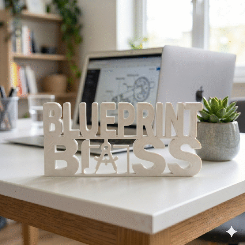 Blueprint Boss 3D Printed Desk Sign for Architects Engineers Office Decor Gift - Image 2