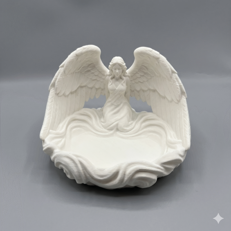 Angel Wings Jewelry Dish Organizer | Premium 3D Printed Vanity Tray | Decorative Ring & Earring Holder for Dressing Table | Lightweight Durable Jewelry Storage for Home Decor & Gift(White Color) - Image 2