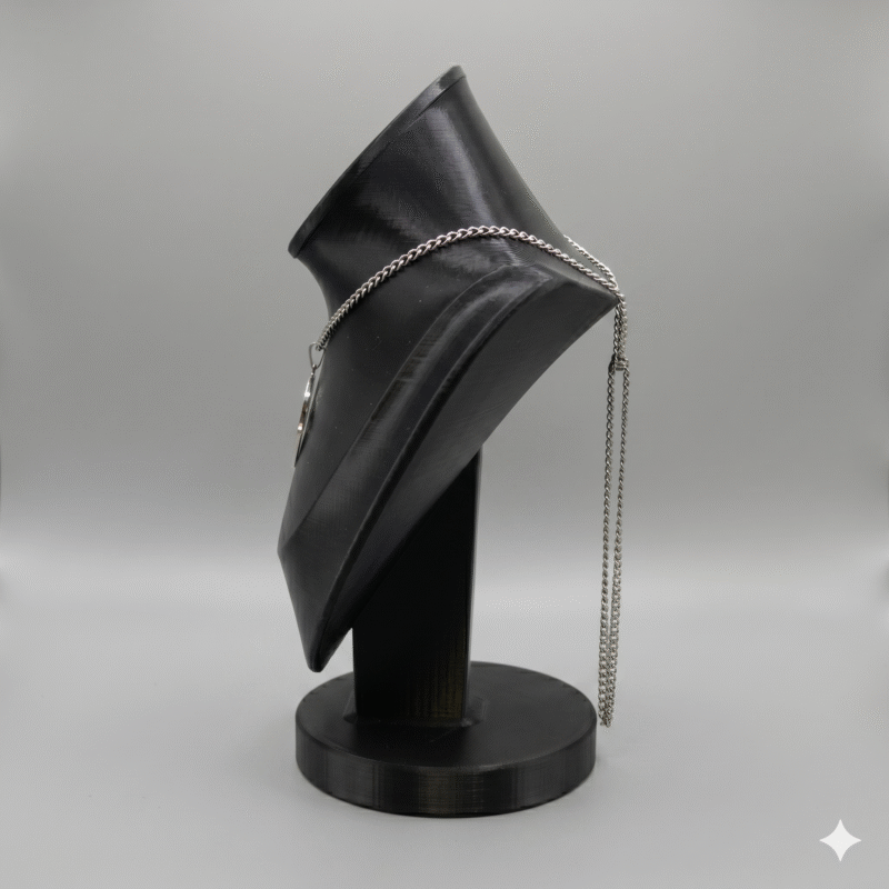 Premium Black Necklace Jewellery Stand with Round Base | 3D Printed Display Bust Holder | Durable Lightweight Plastic Organizer | Space Saving Jewelry Display for Home, Shop & Exhibition(Black Color) - Image 3