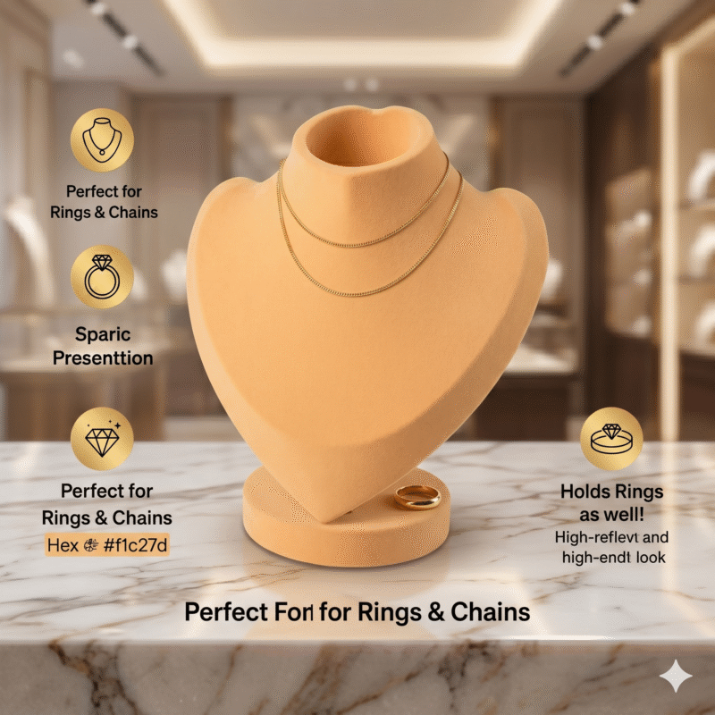 3D Printed Necklace Display Stand - Matte Finish Jewelry Mannequin Bust for Necklaces, Chains, and Pendants - Minimalist Elegant Display Holder for Home & Retail(Skin Color) - Image 3