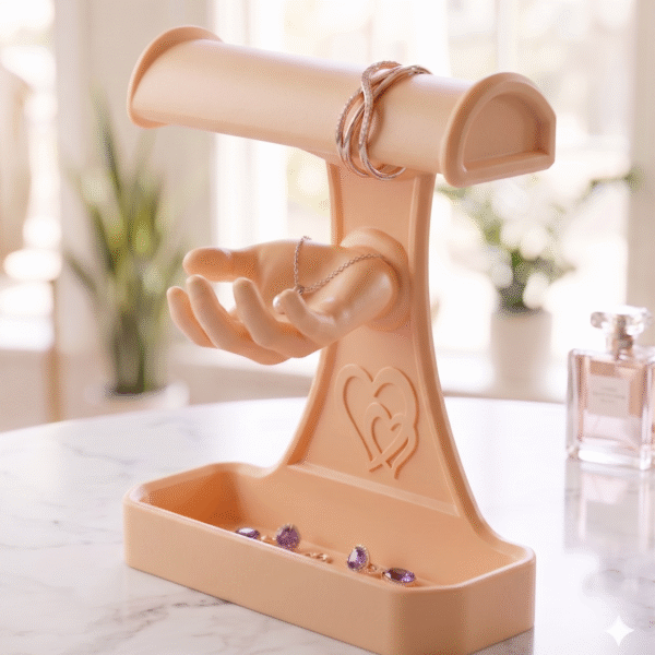 Jewellery Stand with Hand and Storage Box (Skin) | Mannequin Hand Finger Jewelry Display Holder for Necklace, Rings, Bracelet & Earrings | Display Stand for Shop, Photography & Home(Skin Color)