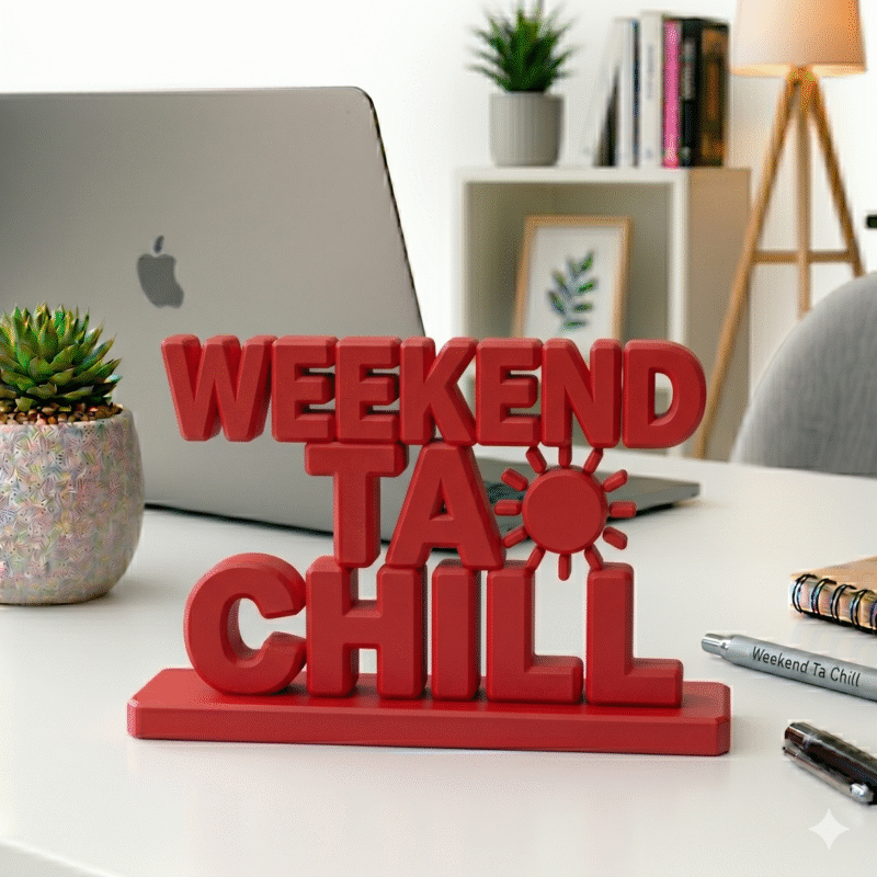 Weekend Ta Chill 3D Printed Desk Sign - Image 5