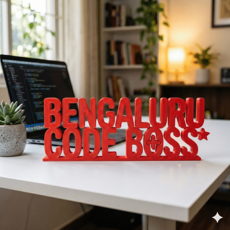 Bengaluru Code Boss 3D Printed Desk Sign for Office, Developer Desk Decor Gift - Image 6