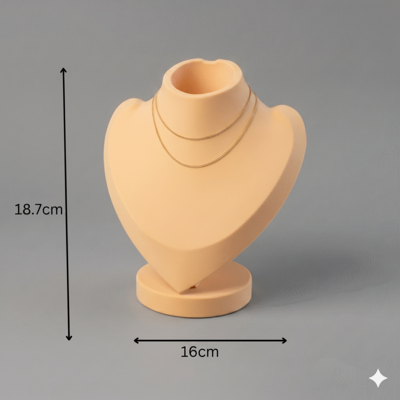 3D Printed Necklace Display Stand - Matte Finish Jewelry Mannequin Bust for Necklaces, Chains, and Pendants - Minimalist Elegant Display Holder for Home & Retail(Skin Color) - Image 2