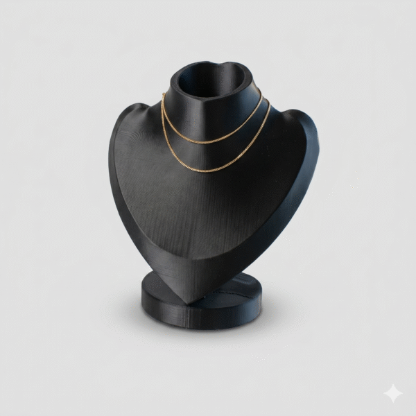 3D Printed Necklace Display Stand - Matte Finish Jewelry Mannequin Bust for Necklaces, Chains, and Pendants - Minimalist Elegant Display Holder for Home & Retail(Black Color)