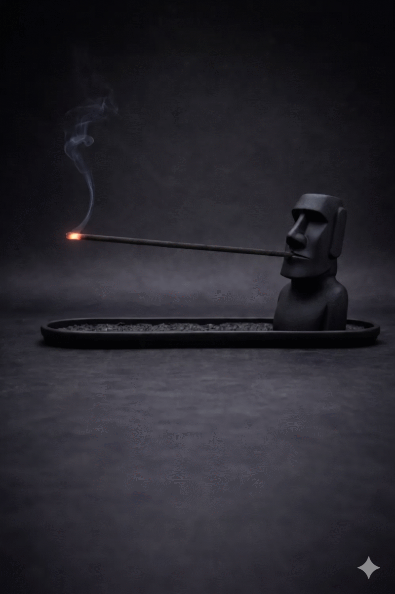 Moai Incense Holder - Premium 3D Printed Easter Island Statue | Matte Black Agarbatti Stand for Home Decor, Office & Meditation | Durable Lightweight Ash Catcher & Unique Artistic Gift - Image 2